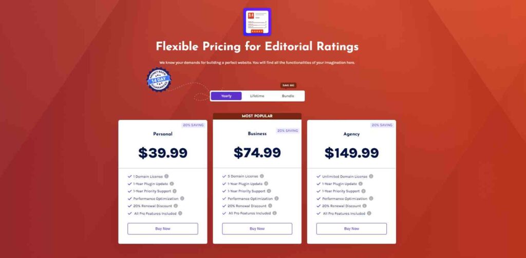 Flexible Pricing for Editorial Ratings